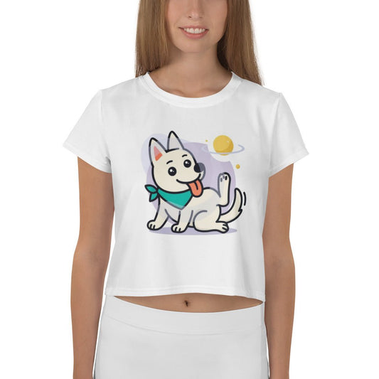 Crop - T-Shirt - Space - Doggo - Print - Hundeo Shop