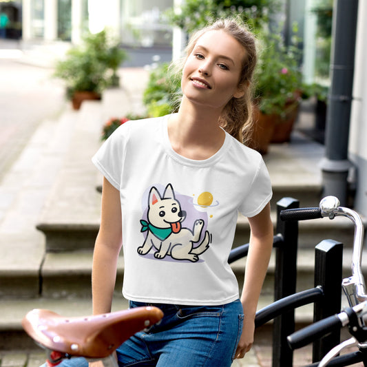 Crop - T-Shirt - Space - Doggo - Print - Hundeo Shop