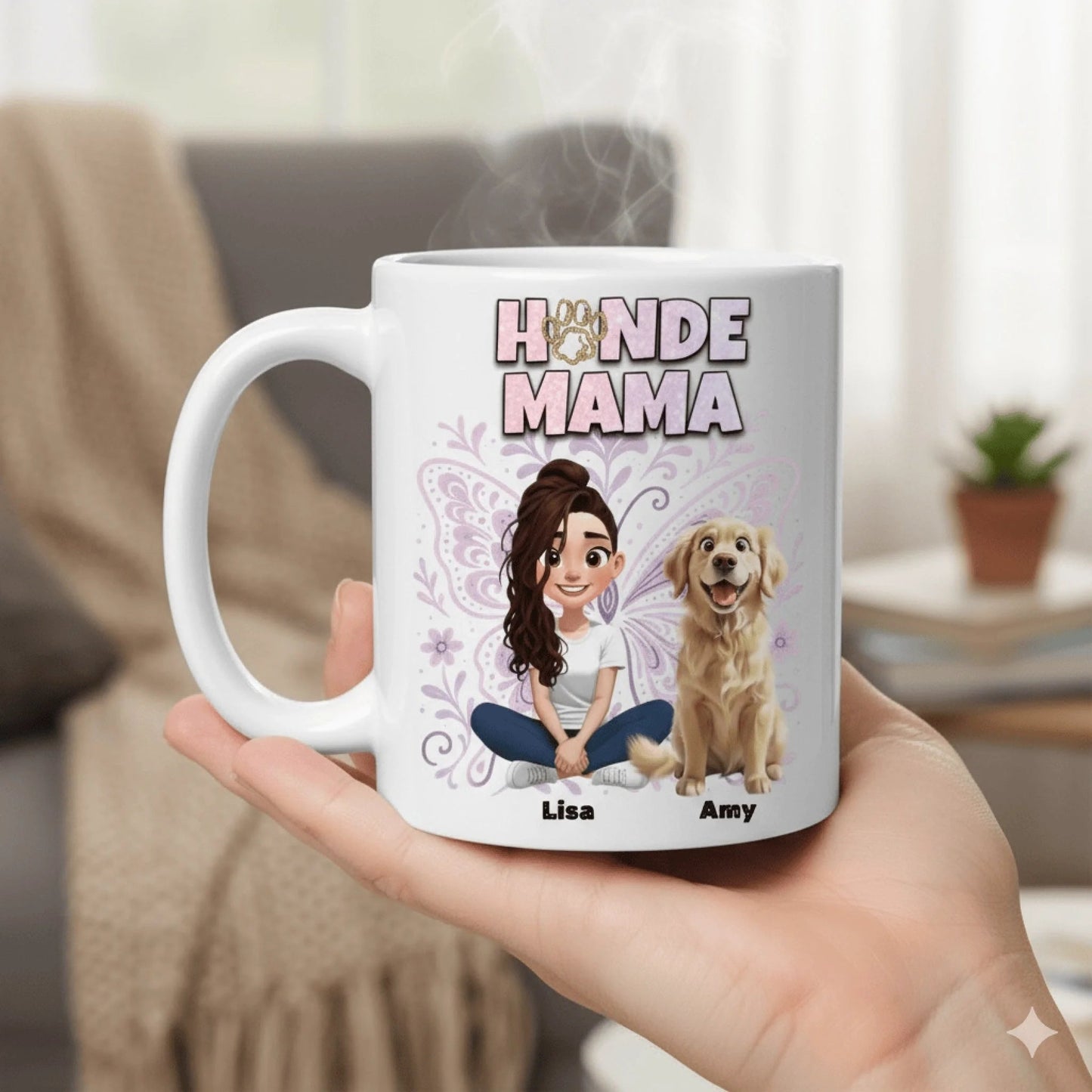 Personalisierte Tasse "Hundemama x Butterfly" - Hundeo Shop