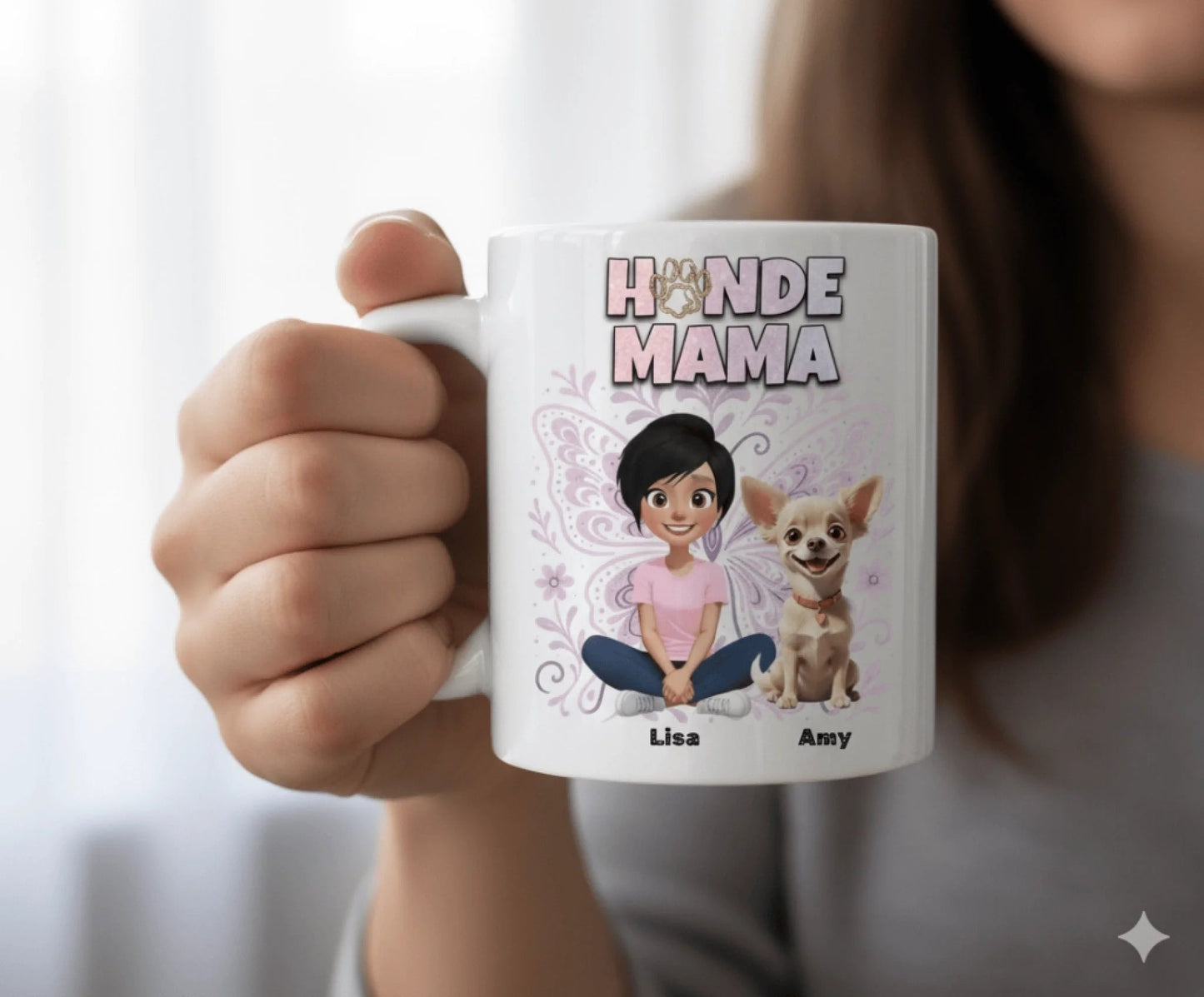 Personalisierte Tasse "Hundemama x Butterfly" - Hundeo Shop
