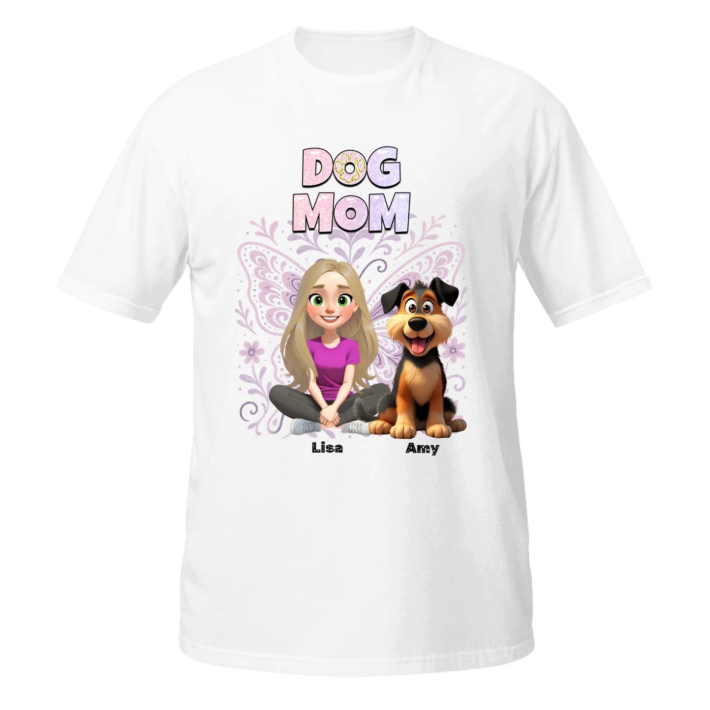 Personalisiertes T-Shirt Hund ''Dog Mom x Butterfly" - Pfotendruck