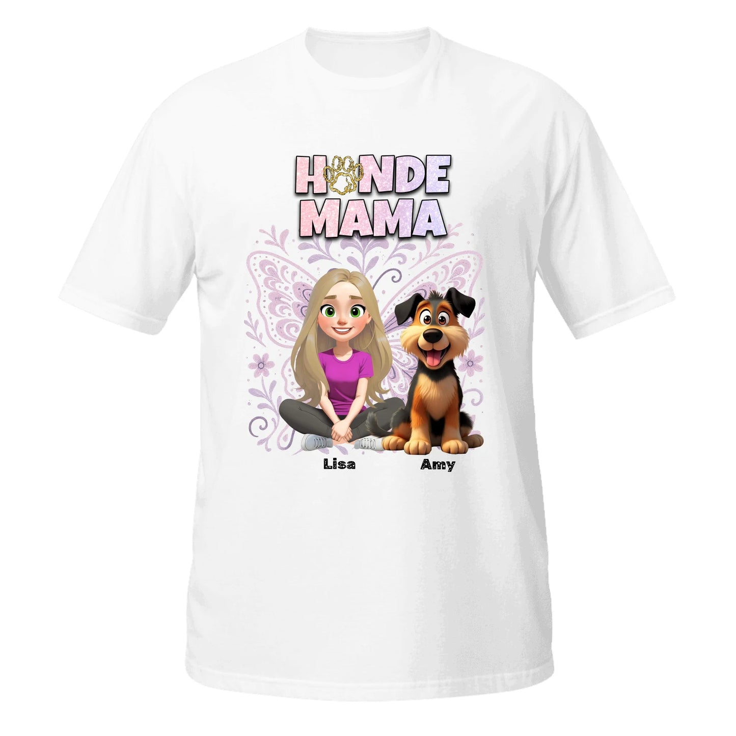 Personalisiertes T-Shirt ''Hundemama x Butterfly" - Pfotendruck