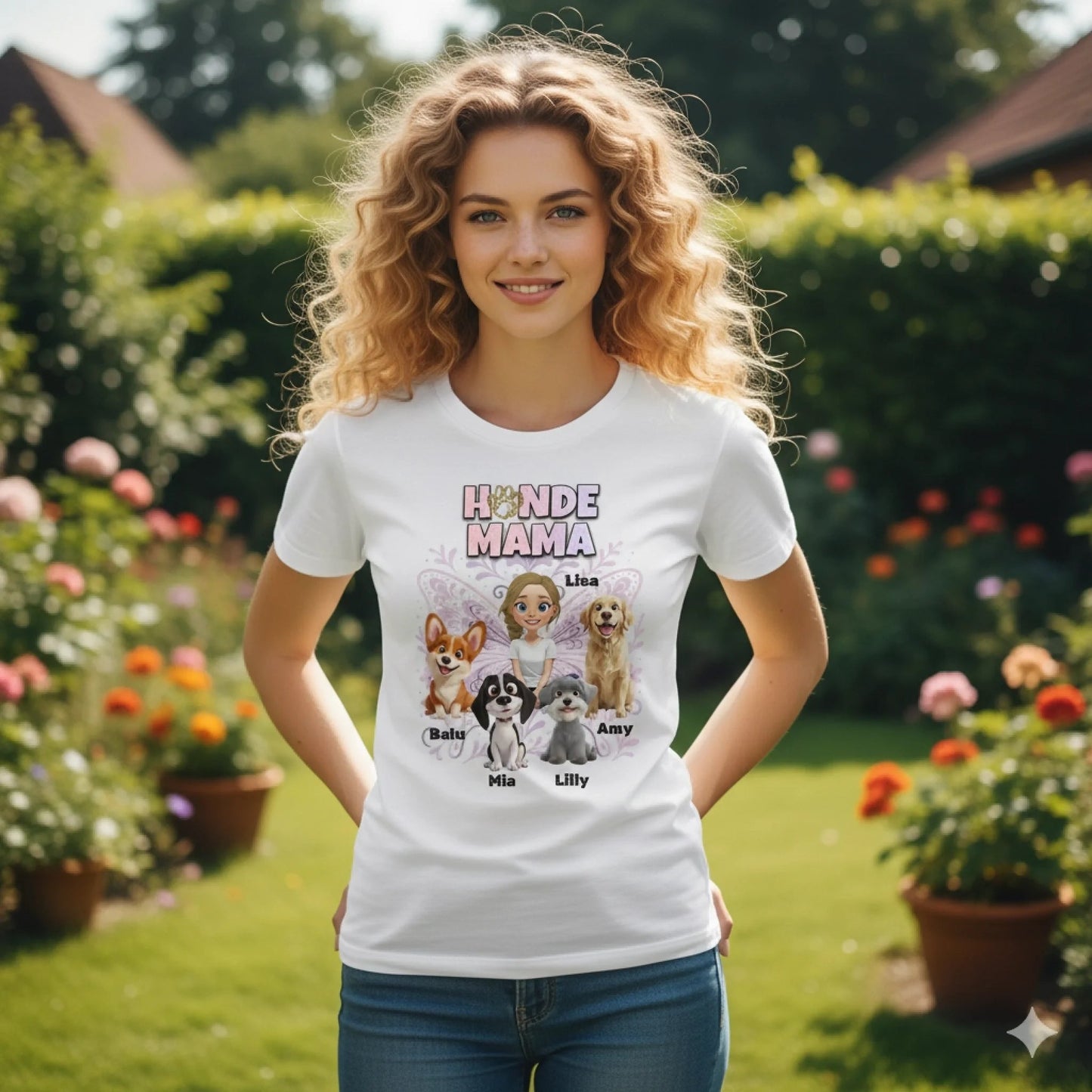Personalisiertes T-Shirt ''Hundemama x Butterfly" - Pfotendruck