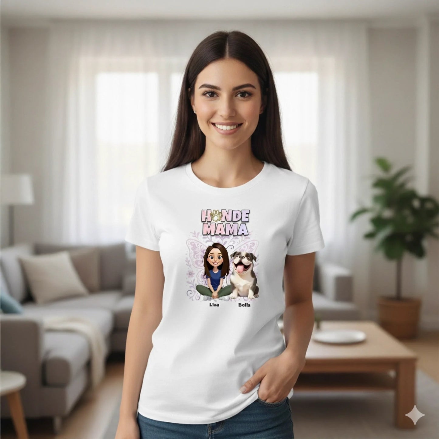 Personalisiertes T-Shirt ''Hundemama x Butterfly" - Pfotendruck
