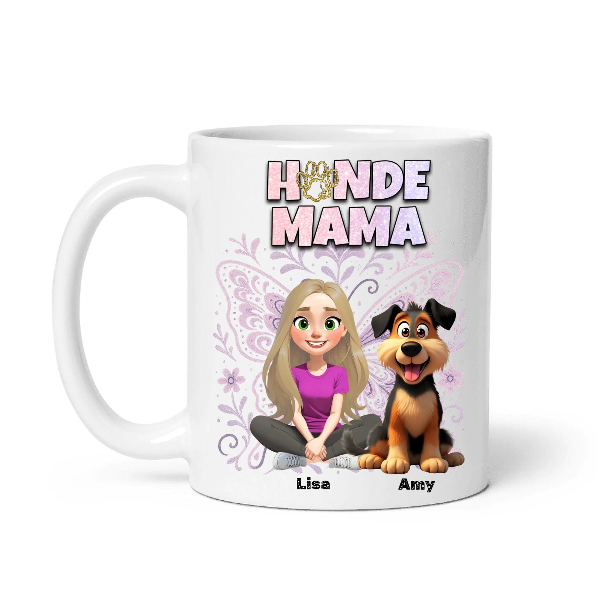 Personalisierte Tasse "Hundemama x Butterfly" - Hundeo Shop