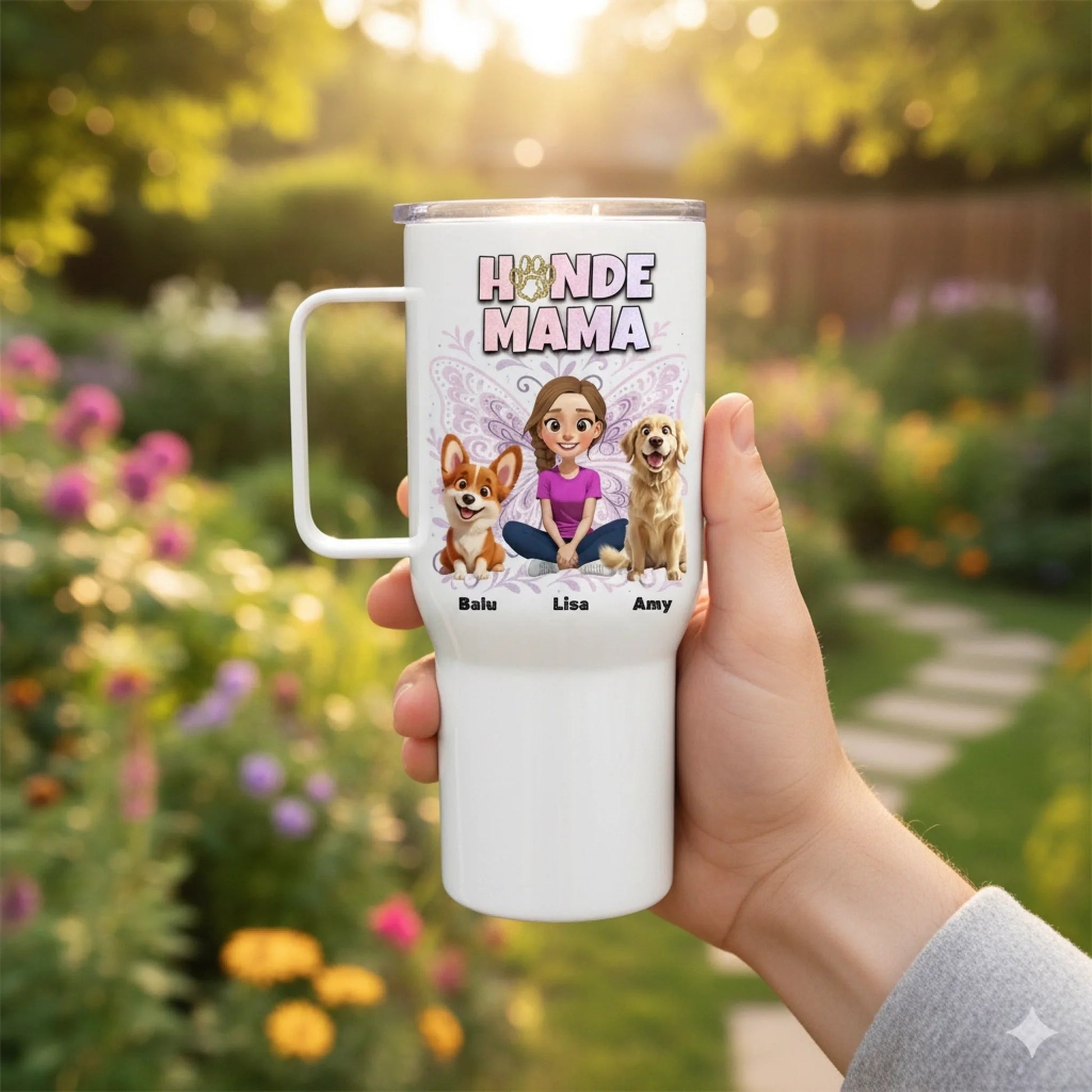 Personalisierter Tumbler "Hundemama x Butterfly" - Hundeo Shop