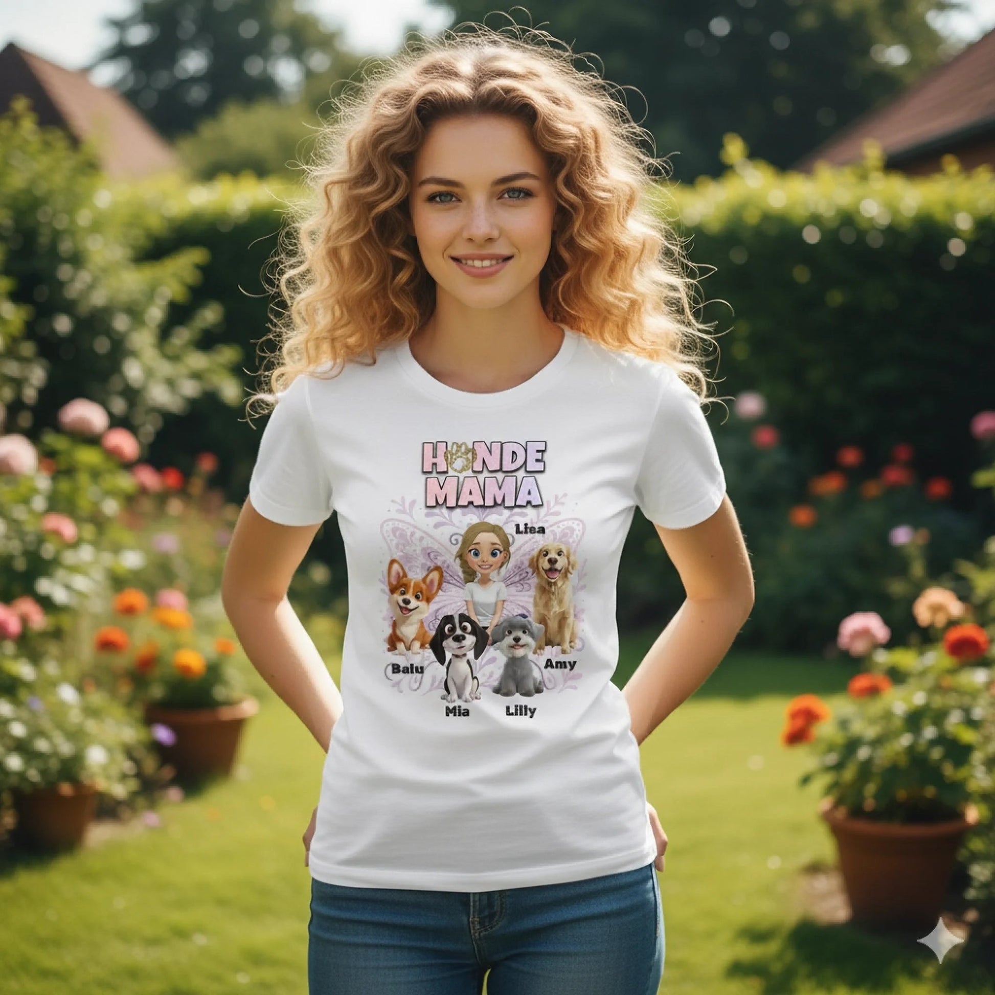 Personalisiertes T-Shirt ''Hundemama x Butterfly" - Pfotendruck